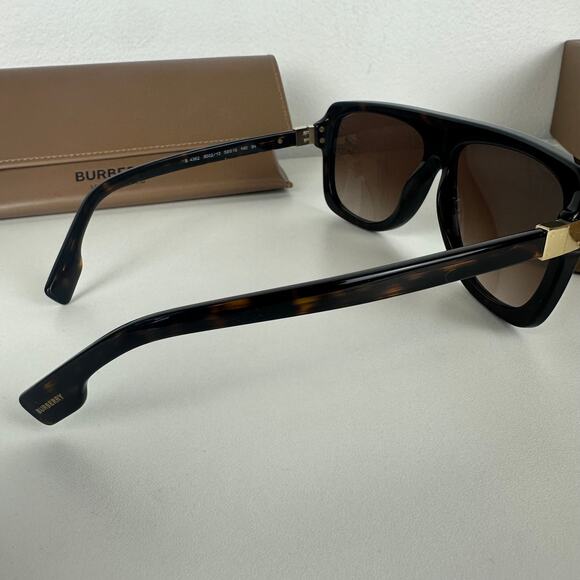 NWB Burberry Womens Joan Square Frame Dark Havana Brown Sunglasses BE4362 - Picture 6 of 8